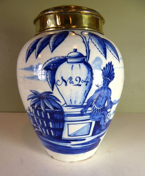 18th C Delft Tobacco Jar