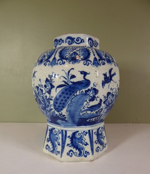 18th C Octagonal Delft Vase