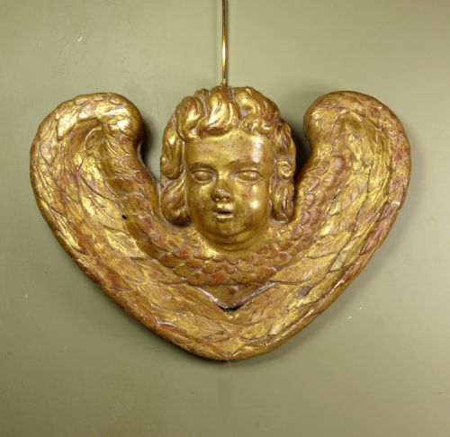 Large Early 18th C Gilt Cherub