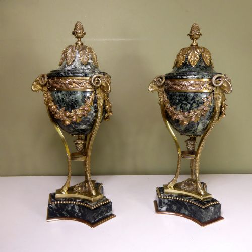 Pair of 19th C Marble & Ormolu Cassoulettes