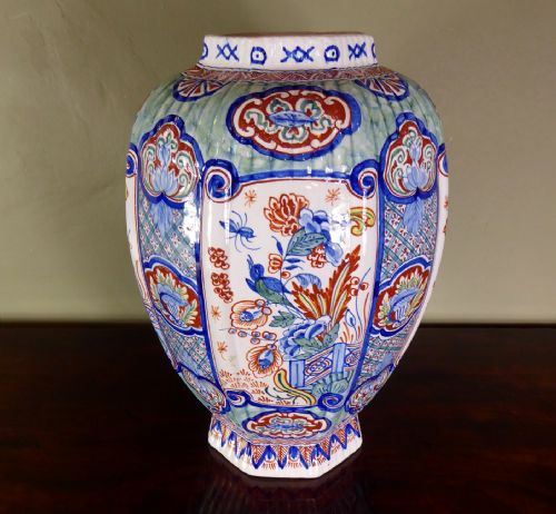 Early 18th C Delft Polychrome Vase