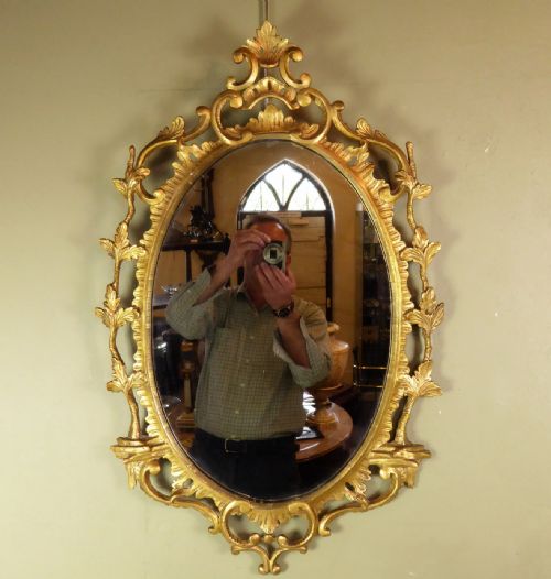 18th C George III Carved Gilt Oval Mirror