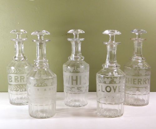 Set of Five Engrave Decanters