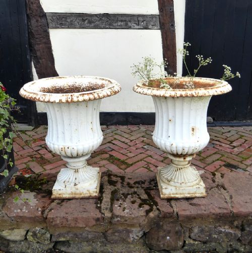 Pair of Cast Iron Garden Vase Urns