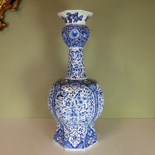 Tall 18th C Delft Gourd Vase