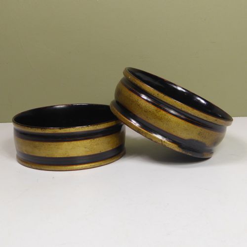 Pair of 19th C Papier Mache Coasters