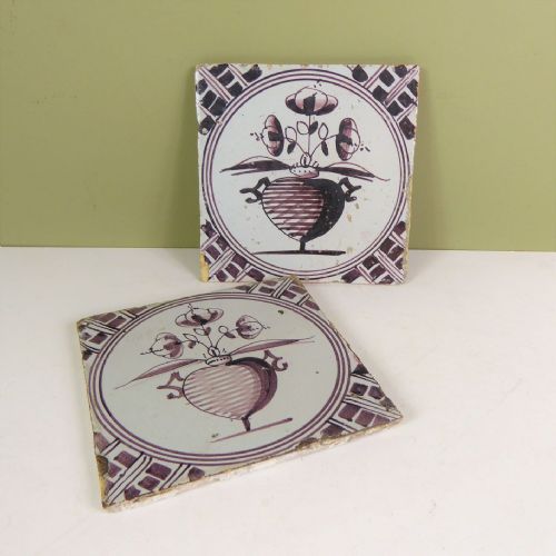 A Pair of 18th C Delft Tiles