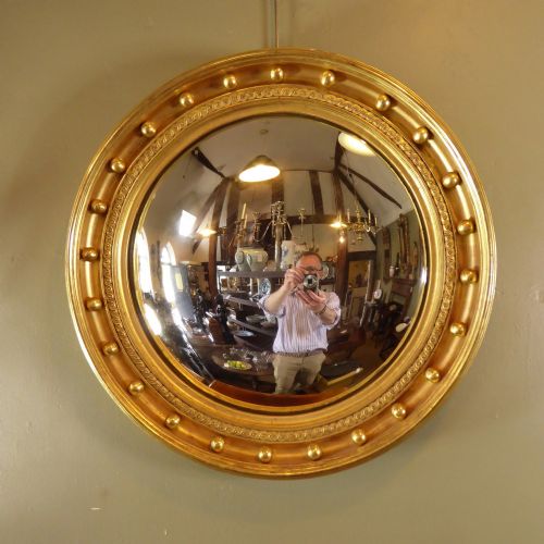 19th C Gilt Convex Mirror