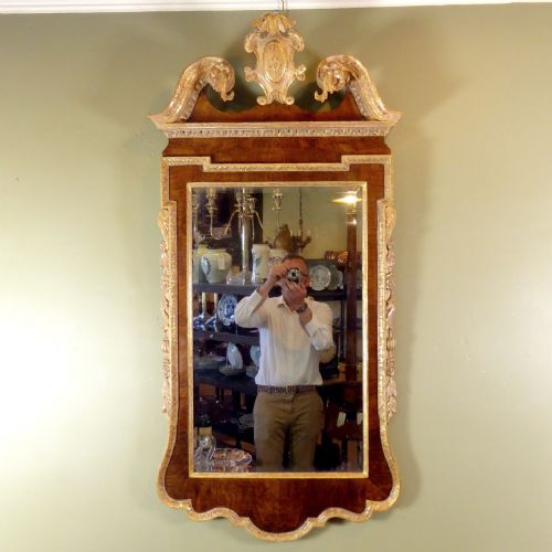 18th C Walnut & Giltwood Mirror