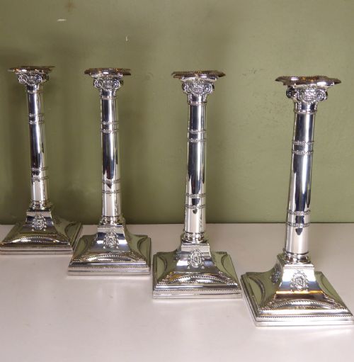 Set of Four Silver Plated Candlesticks 1866