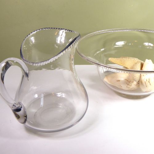 LARGE 19TH C GLASS BOWL JUG - ADDITIONAL PHOTO 3