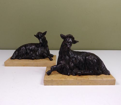 Pair of 19th C Bronze Goats