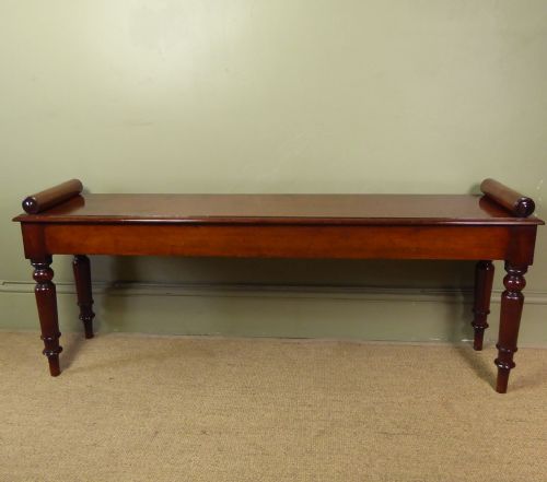 19th C Mahogany Hall  Bench, Window Seat