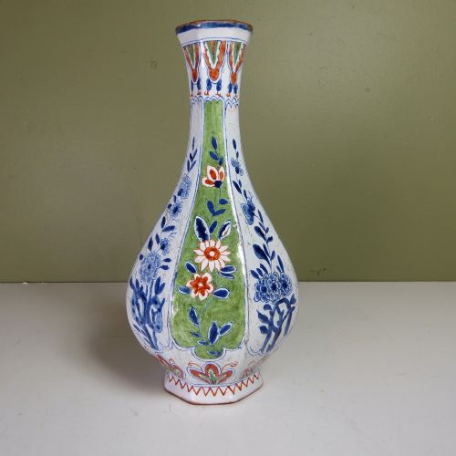 Early 18th C Delft Polychrome Vase