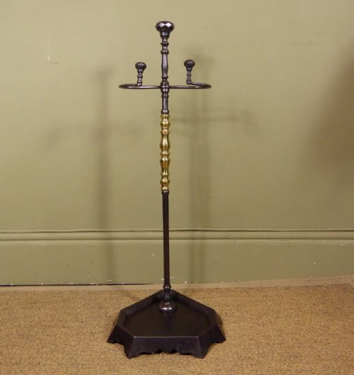19th C Steel & Brass Fire Tool Stand