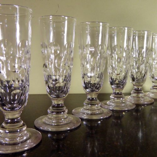 Set of Six 19th C Dimple Cut Glasses