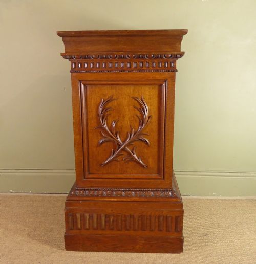 Large 19th C Oak Carved Pedestal