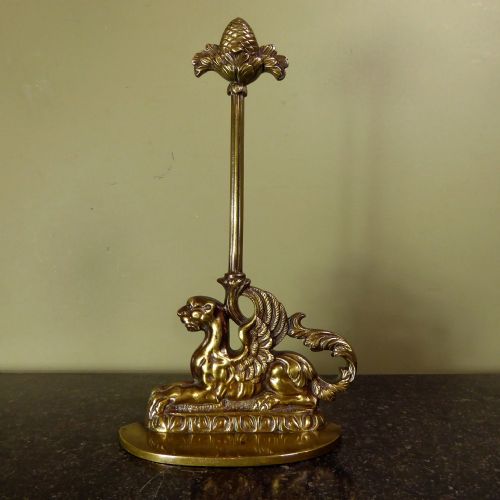 19th C Brass Griffin Door Porter