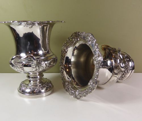 Pair of 19th C Silver Plated Wine Coolers, Champagne Buckets