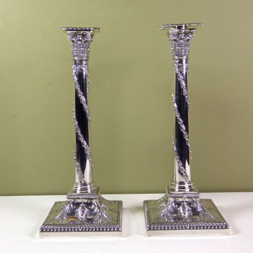 Pair of 19th C Silver Candlesticks