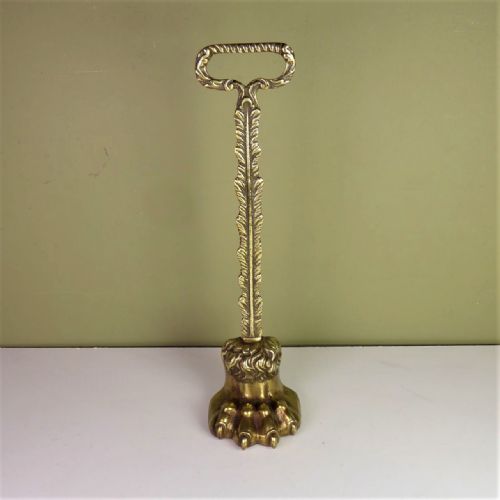 19th C Brass Lions Paw Door Porter