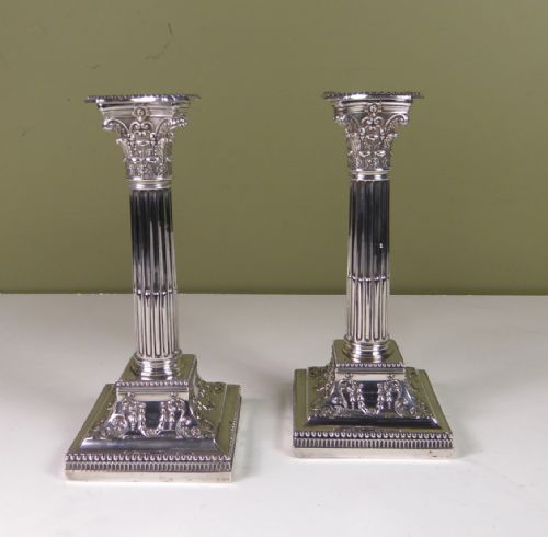 Pair of 19th C Silver Candlesticks