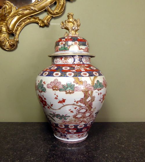 Large 18th C Imari Vase & Cover