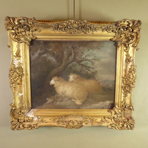 19th C Sand Picture of a Ram & Ewe