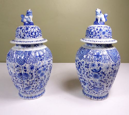 A Pair of Early 19th C. Delft Jars