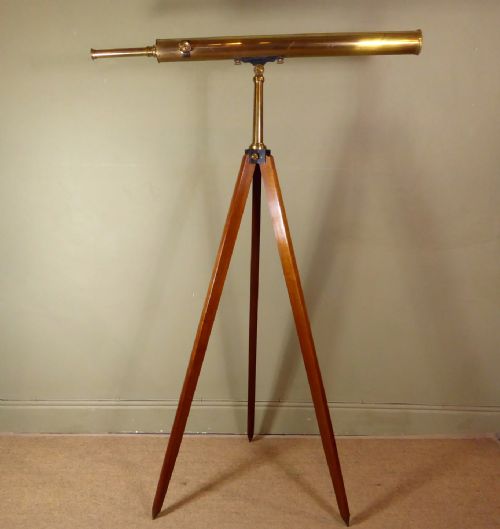 Large 19th C Gilt Brass Telescope, London