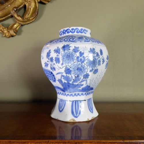 18th C Octagonal Delft Vase