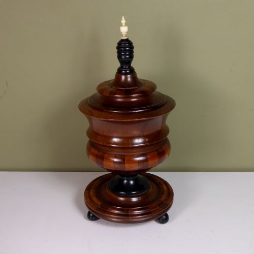19th C Walnut & Sycamore Tobacco Jar