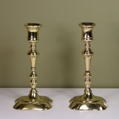 Pair of 18th C Brass Candlesticks