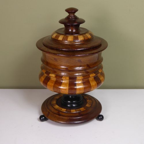 19th C Walnut Vase & Cover