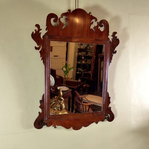 18th C Mahogany Fret Cut Mirror