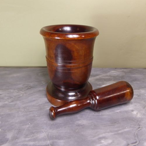18th C Lignum Vitae Pestle & Mortar
