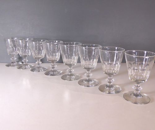 Set of Eight 19th C Wine Glasses