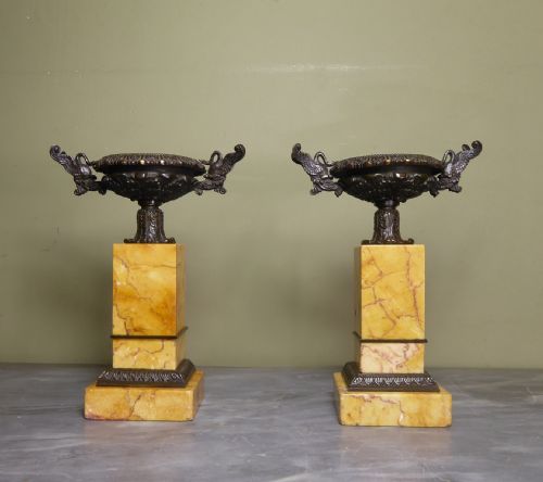 Pair of 19th C Bronze Tazza