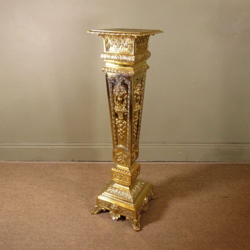 Classical 19th C Gilt Brass Pedestal
