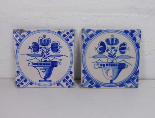 Pair of 18th C Delft Tiles