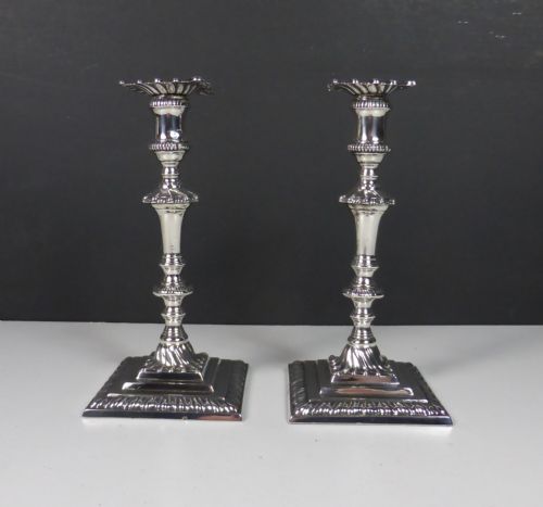 Pair of Silver Candlesticks, Taper Sticks, London 1909.