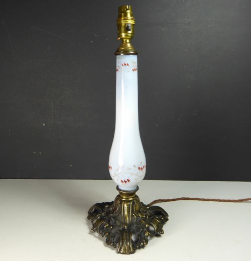 19th C Glass Opaline Lamp Base