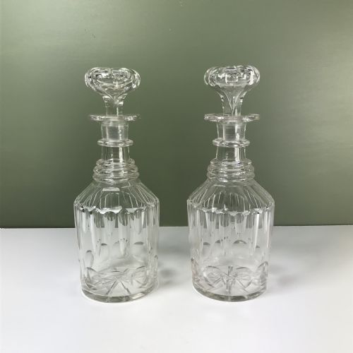 Pair of 19th C Cut Glass Decanters