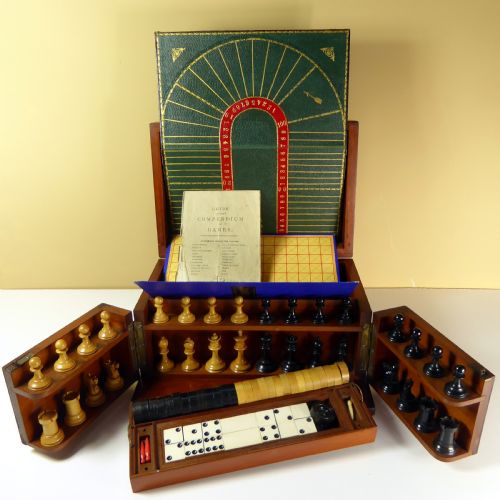 19th C Mahogany Cased Games Compendium