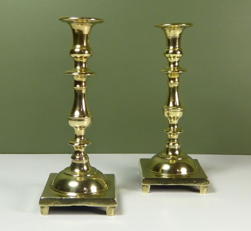 Pair of Late 18th C Brass Candlesticks