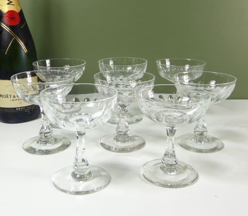 A Set of Eight 19th C Champagne Glasses