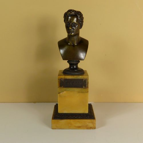 19th C Bronze Bust of Byron