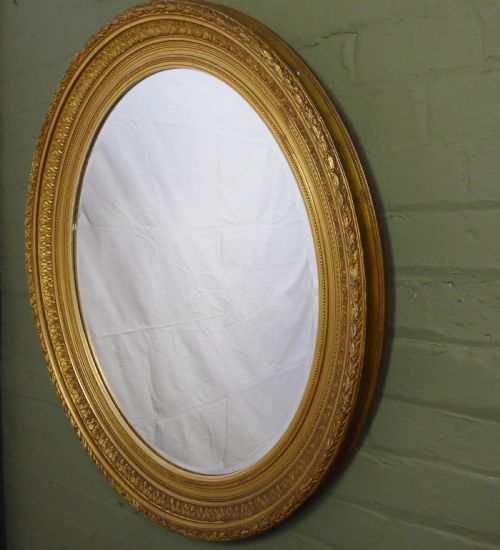 Large 19th C Oval Gilt Mirror