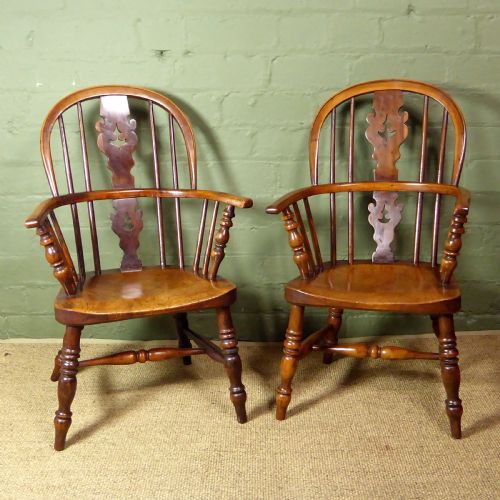 Pair of  Yew Wood Childs Windsor Chairs