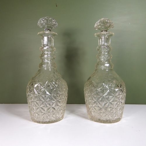Pair of 19th C Cut Glass Magnum Decanters
